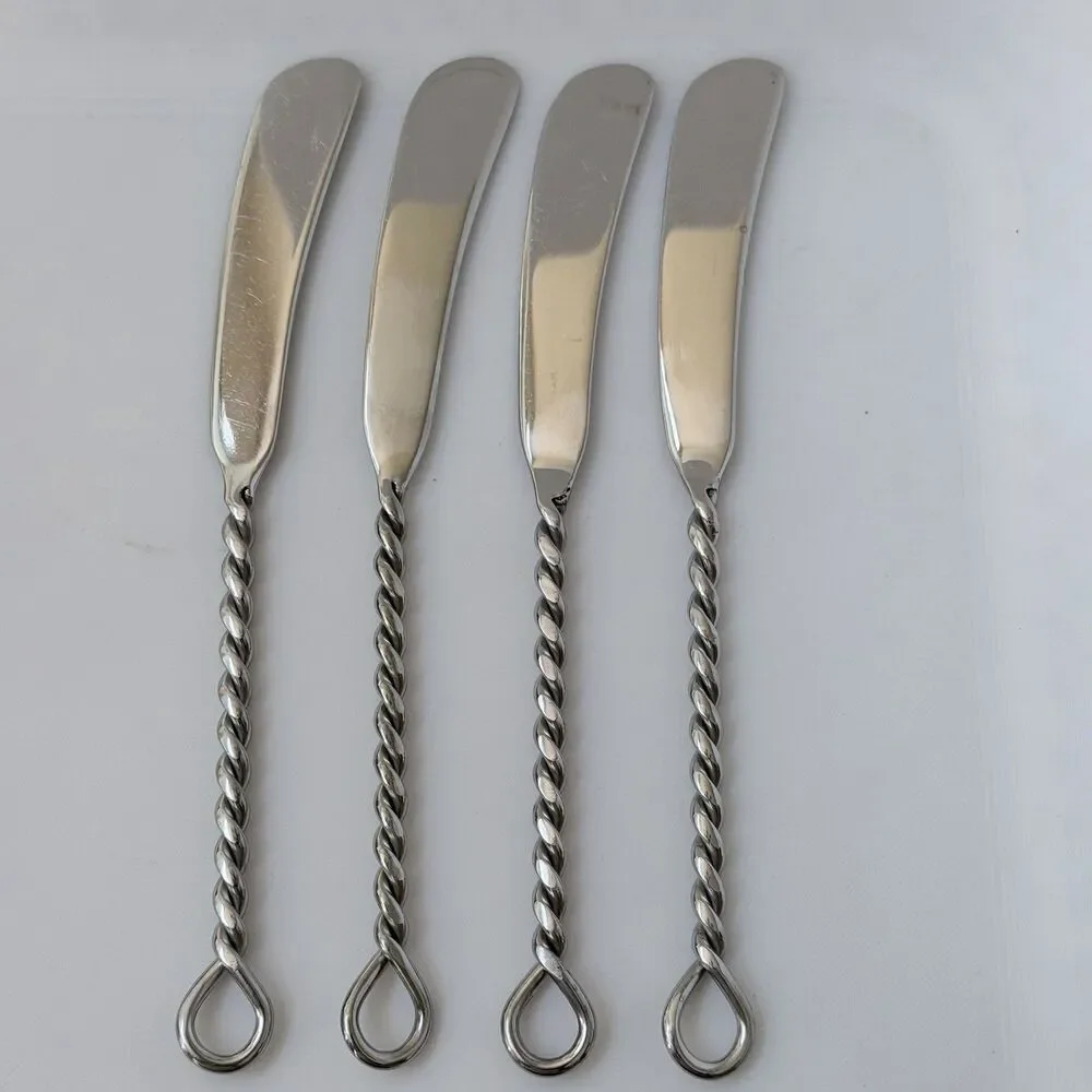 4pc Gourmet Settings Silver Braid Butter Spreader 7